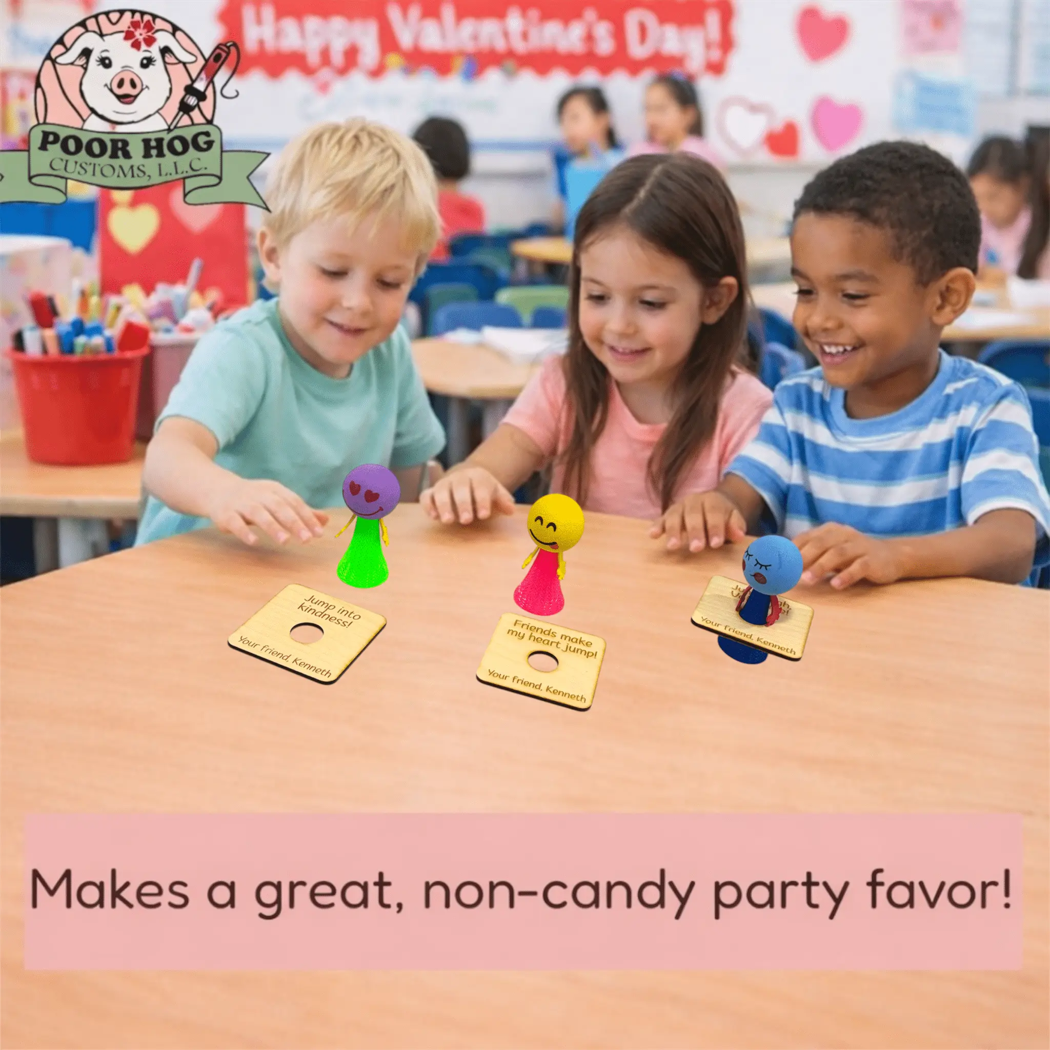 Jump Toy Valentine Gift Tags by Poor Hog Customs, 3D printed gift detail photo 2