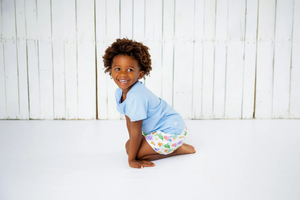 Just Keep Swimming Organic Muslin Shorts by Nola Tawk, children's boutique clothing detail photo 4