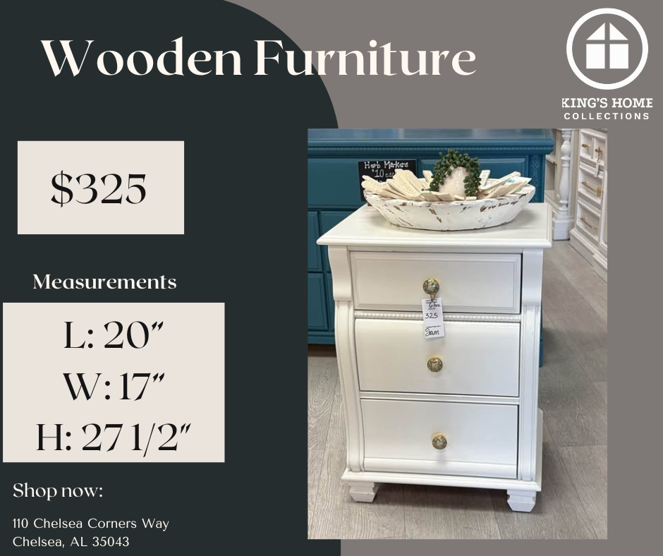Prodigal Pottery Refurbished White Three-Drawer Nightstand — product view 1