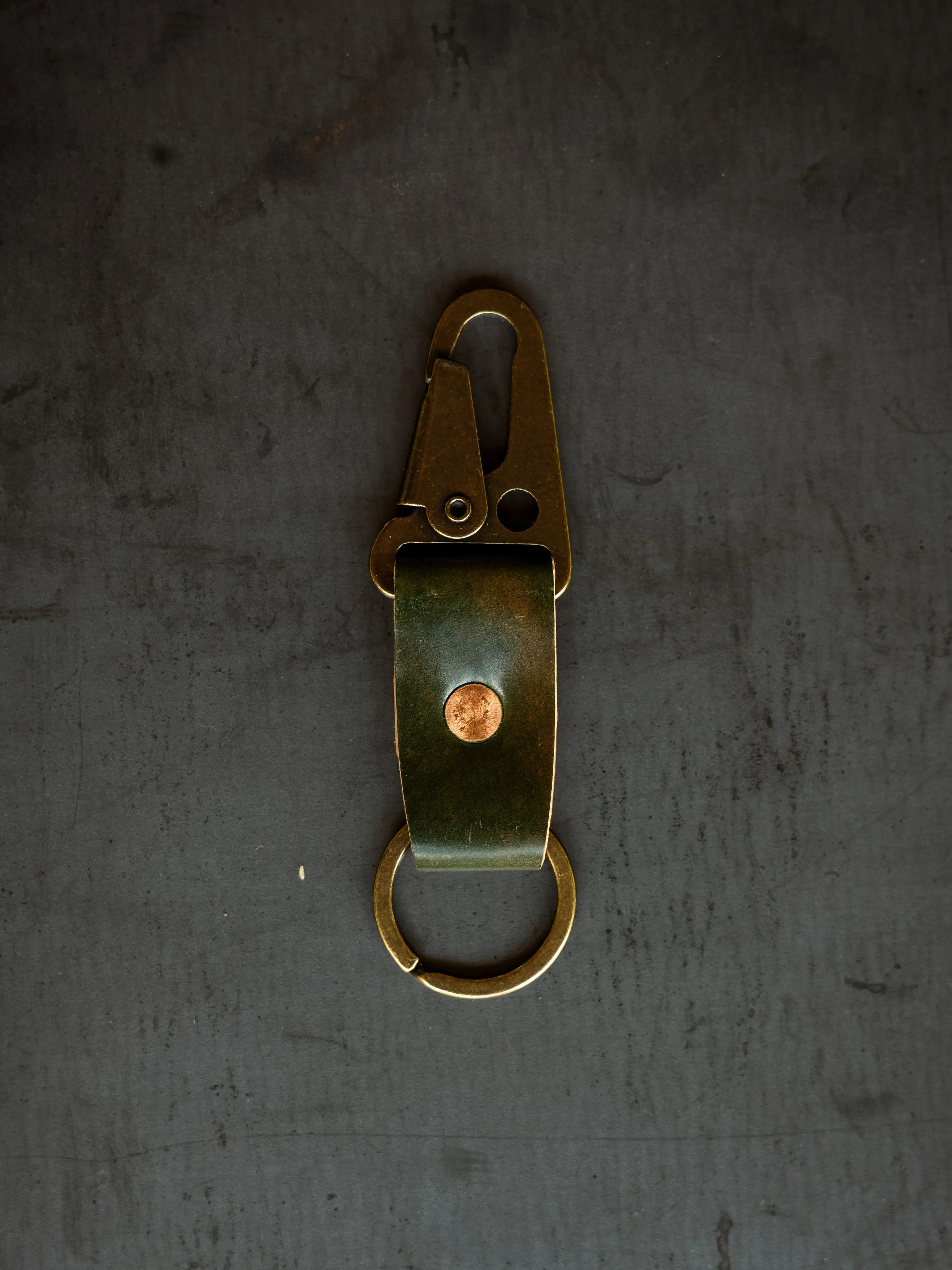 Key Clip - Marbled Shell Cordovan by Loyal Stricklin, handmade leather goods detail photo 2