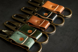 Key Clip - Marbled Shell Cordovan by Loyal Stricklin, handmade leather goods detail photo 3