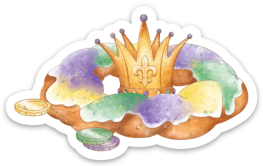 King Cake Die Cut Stickers by Nola Tawk, vinyl decal main product photo