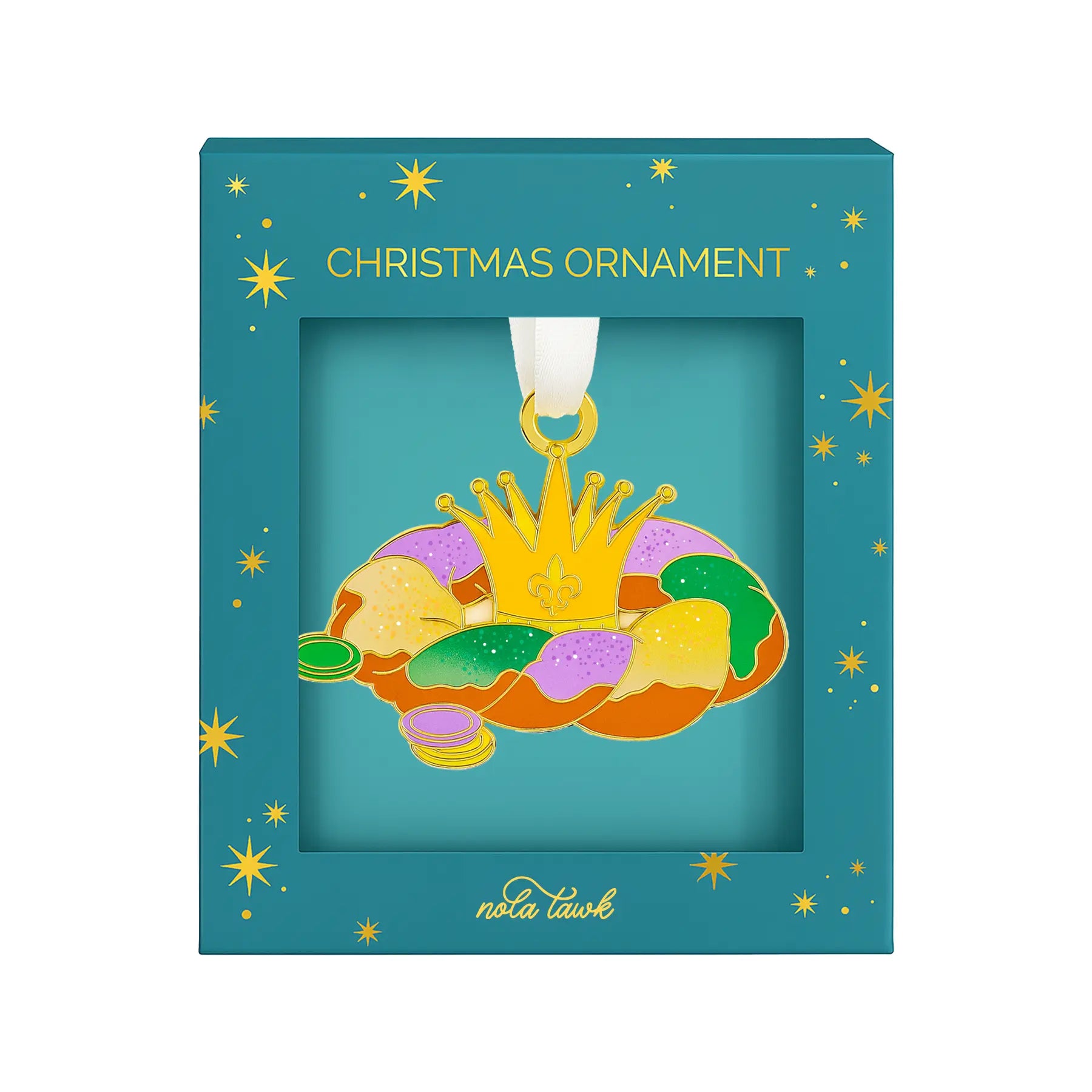 King Cake Enamel Ornament by Nola Tawk, Southern home decor detail photo 2