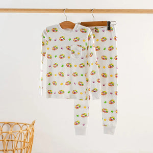 King Cake Organic Cotton Kids Mardi Gras Pajamas by Nola Tawk, Southern food gift main product photo