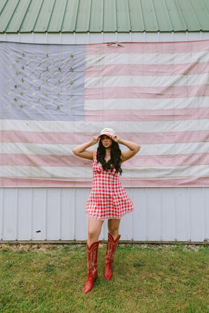 Kiss me I'm American - Red Vintage Trucker Hat by KenzKustomz, Southern lifestyle apparel detail photo 3