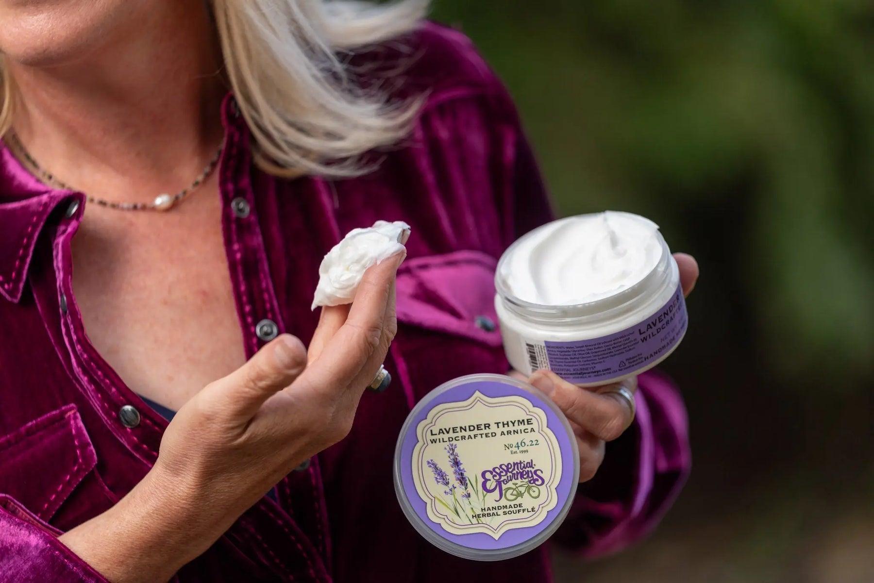 Lavender Thyme Arnica Soufflè 8 Oz. by Essential Journeys, handmade bath and body detail photo 3