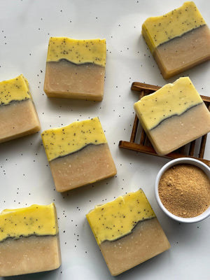 Lemon Poppyseed Handcrafted Soap by Lustful Bath, LLC, natural skincare main product photo