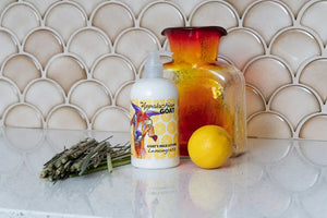 LEMONGRASS GOATS MILK LOTION 16 oz. or 2 oz. by Essential Journeys, natural skincare detail photo 2