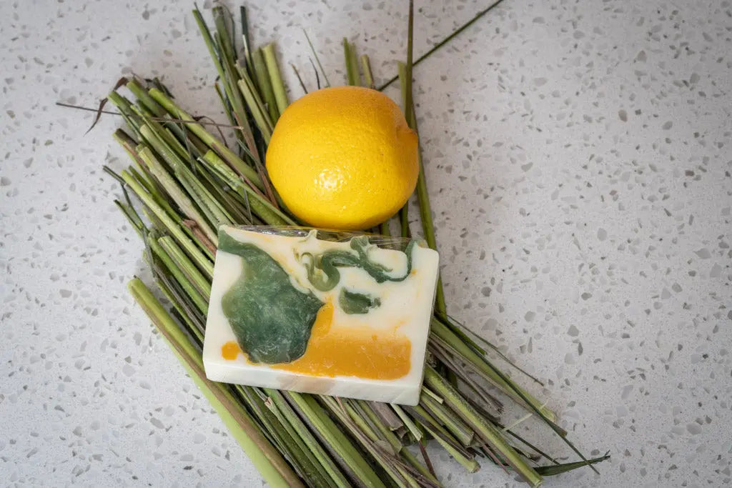 Lemongrass Goat'S Milk Soap Slice 5 Oz. by Essential Journeys, natural skincare detail photo 2