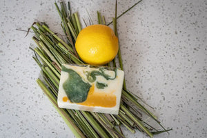 Lemongrass Goat'S Milk Soap Slice 5 Oz. by Essential Journeys, natural skincare detail photo 2