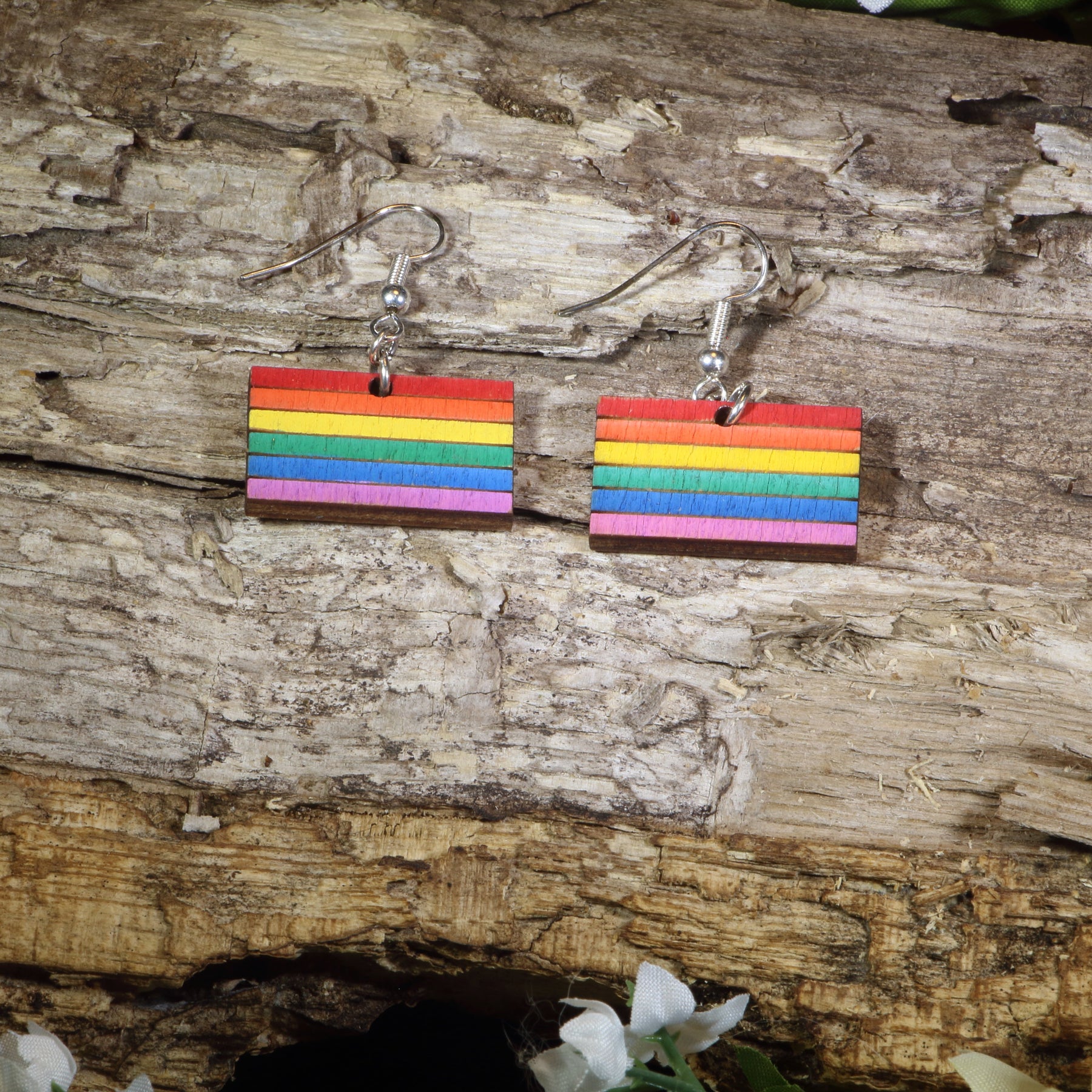 LGBTQ Pride Flag Wooden Earrings | Rainbow Pride Jewelry