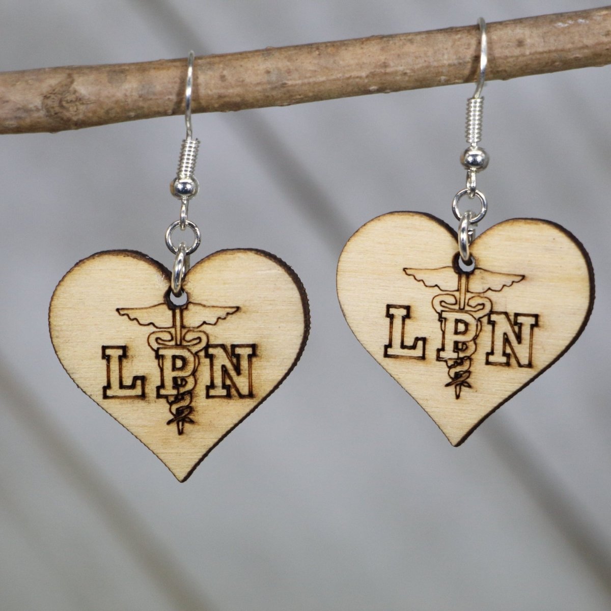 LPN Nurse Wooden Dangle Earrings | Licensed Practical Nurse Gift by Cate's Concepts, LLC
