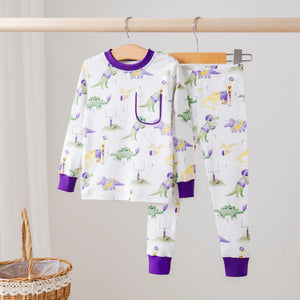 LSU Dinos All-Stars Organic Cotton Kids Pajamas by Nola Tawk, Southern food gift main product photo