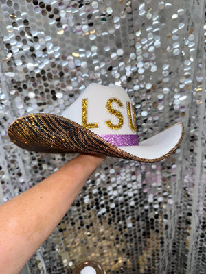 LSU Tiger Print Hat by Rhinestone Cowgirl, Southern lifestyle apparel detail photo 5