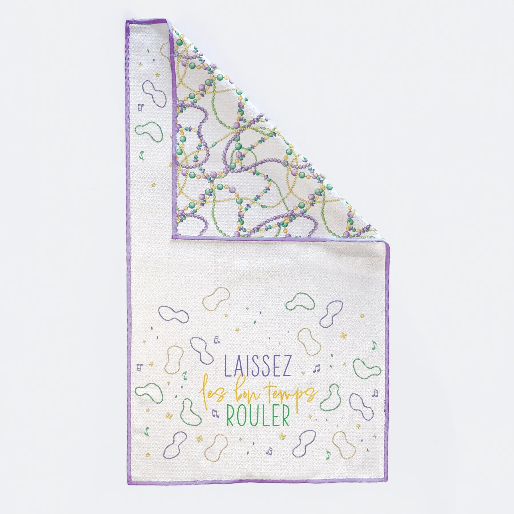 Laissez Les Bon Temps Rouler Kitchen Towel by Nola Tawk, tea towel main product photo