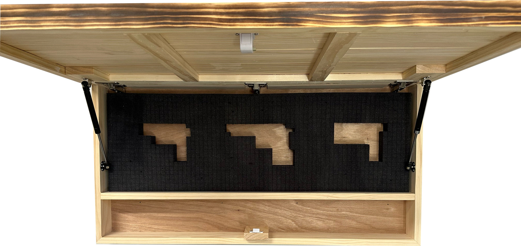American Flag Challenge Coin Display and Hidden Gun Cabinet, Military Coin Holder Holds 100 Coins and is Ready to Hang, Large US Flag Patriotic Art 38 by Bellewood Designs