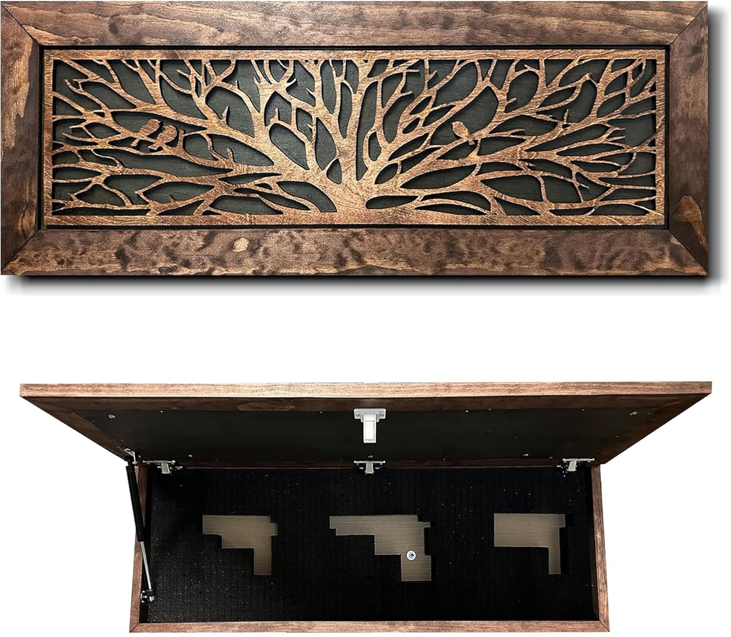 Large Birds in a Tree Gun Concealment Furniture, Concealed Shelf, Hidden Storage for Rifles, Shotguns, & Handguns by Bellewood Designs, Southern home decor main product photo