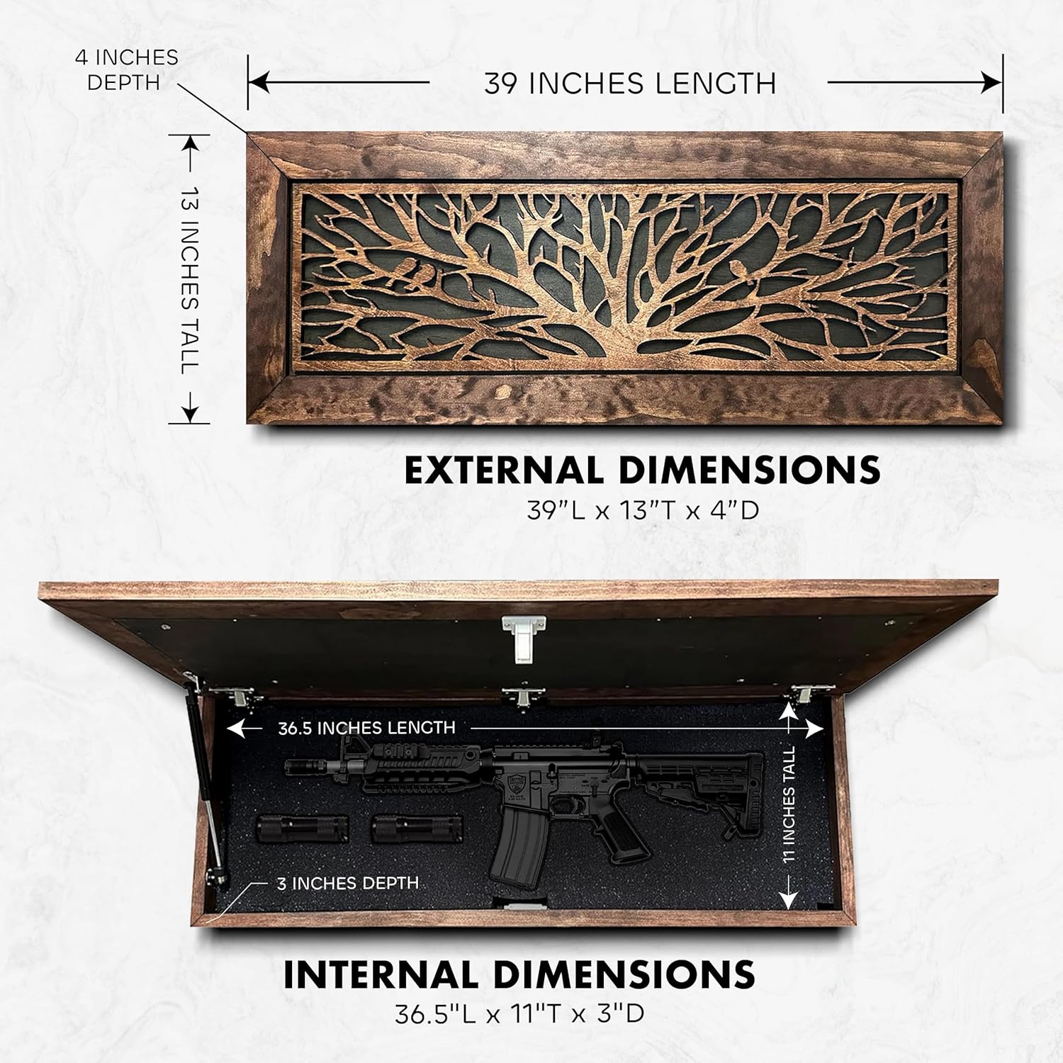 Large Birds in a Tree Gun Concealment Furniture, Concealed Shelf, Hidden Storage for Rifles, Shotguns, & Handguns by Bellewood Designs, Southern home decor detail photo 6