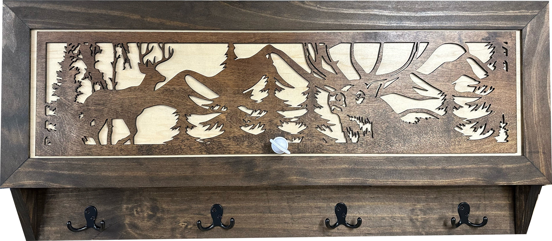 Deer Hunter Hidden Gun Storage - Coat Rack Concealment Shelf with Hooks for Coats, Bags, & Hats - Quick Access Hidden Gun Shelf - Hidden Storage Furni by Bellewood Designs