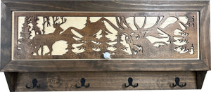 Deer Hunter Hidden Gun Storage - Coat Rack Concealment Shelf with Hooks for Coats, Bags, & Hats - Quick Access Hidden Gun Shelf - Hidden Storage Furni by Bellewood Designs
