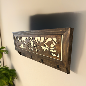 Deer Hunter Hidden Gun Storage - Coat Rack Concealment Shelf with Hooks for Coats, Bags, & Hats - Quick Access Hidden Gun Shelf - Hidden Storage Furni by Bellewood Designs