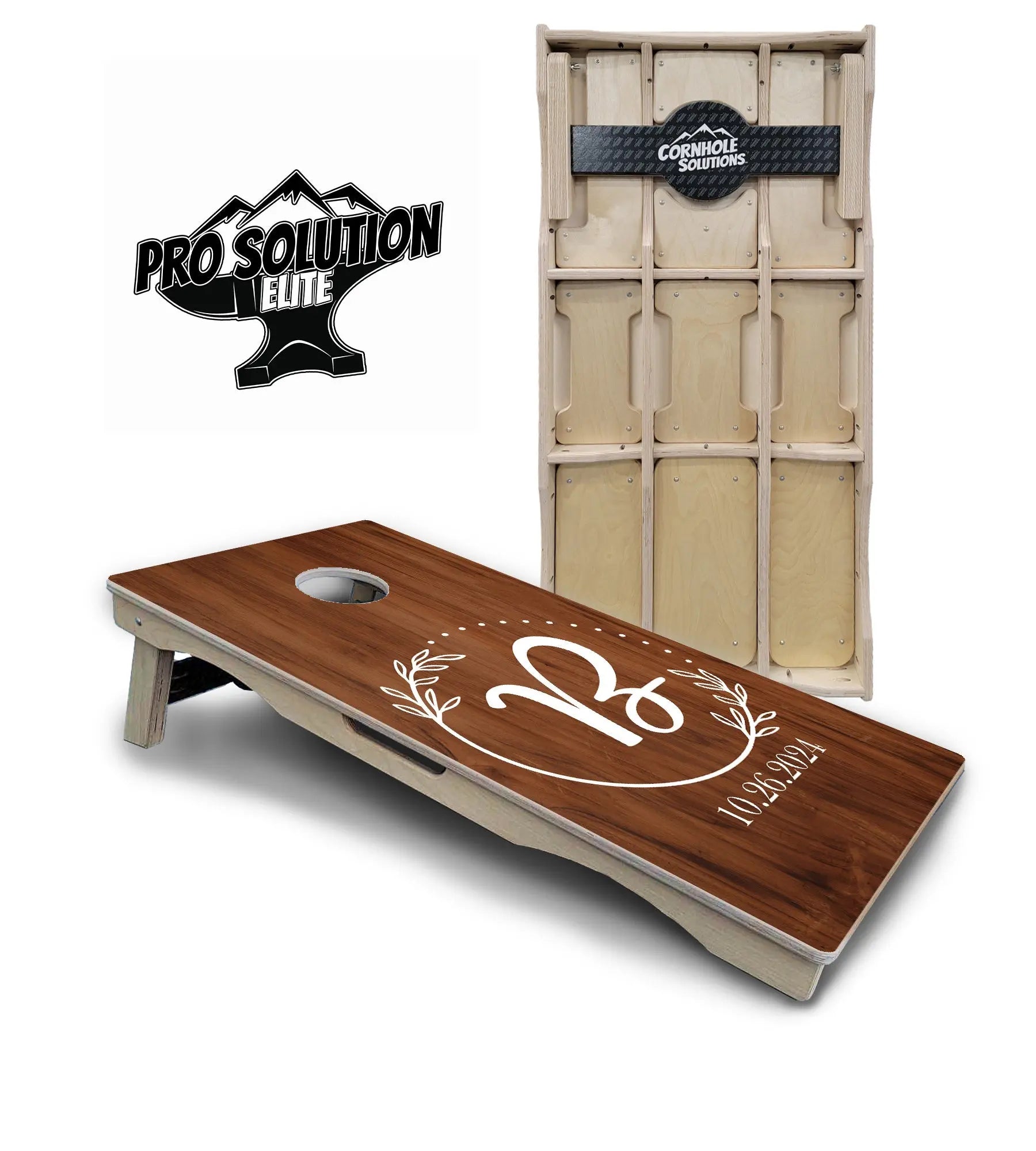 Laurel Wreath Cornhole Boards - Pro Solution Elite Series by Cornhole Solutions, custom cornhole board main product photo