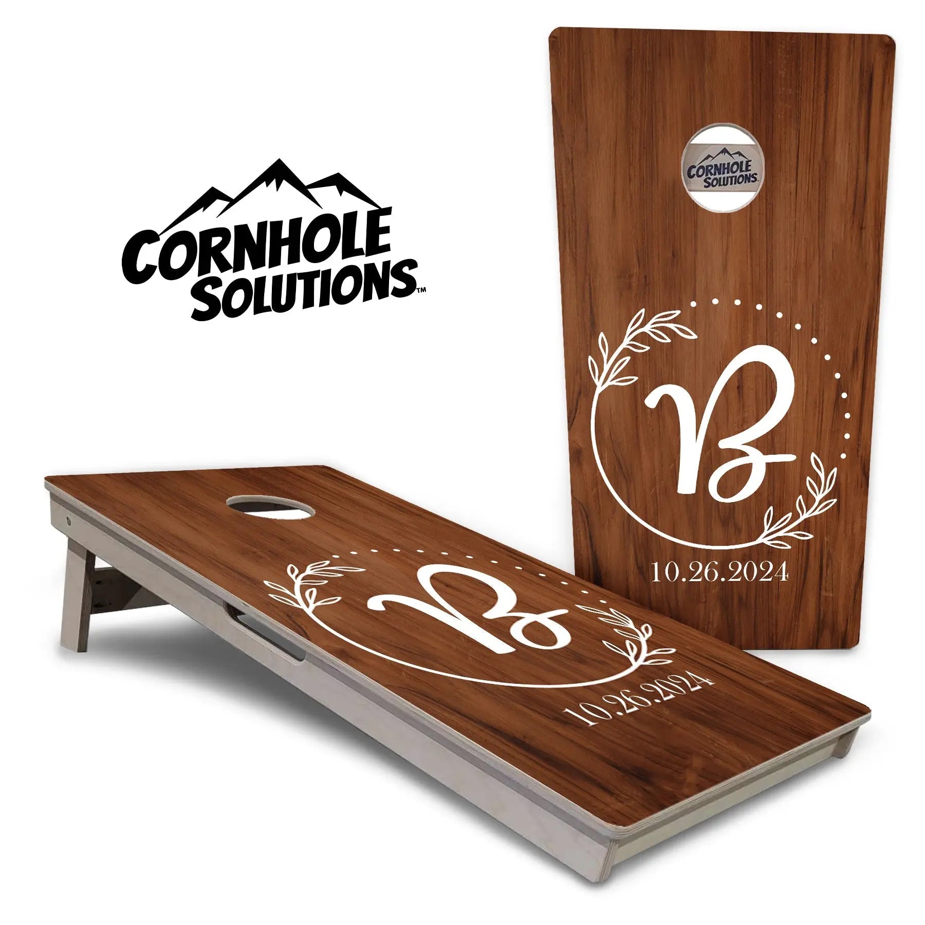 Laurel Wreath Cornhole Boards - Professional Tournament Series by Cornhole Solutions, custom cornhole board main product photo