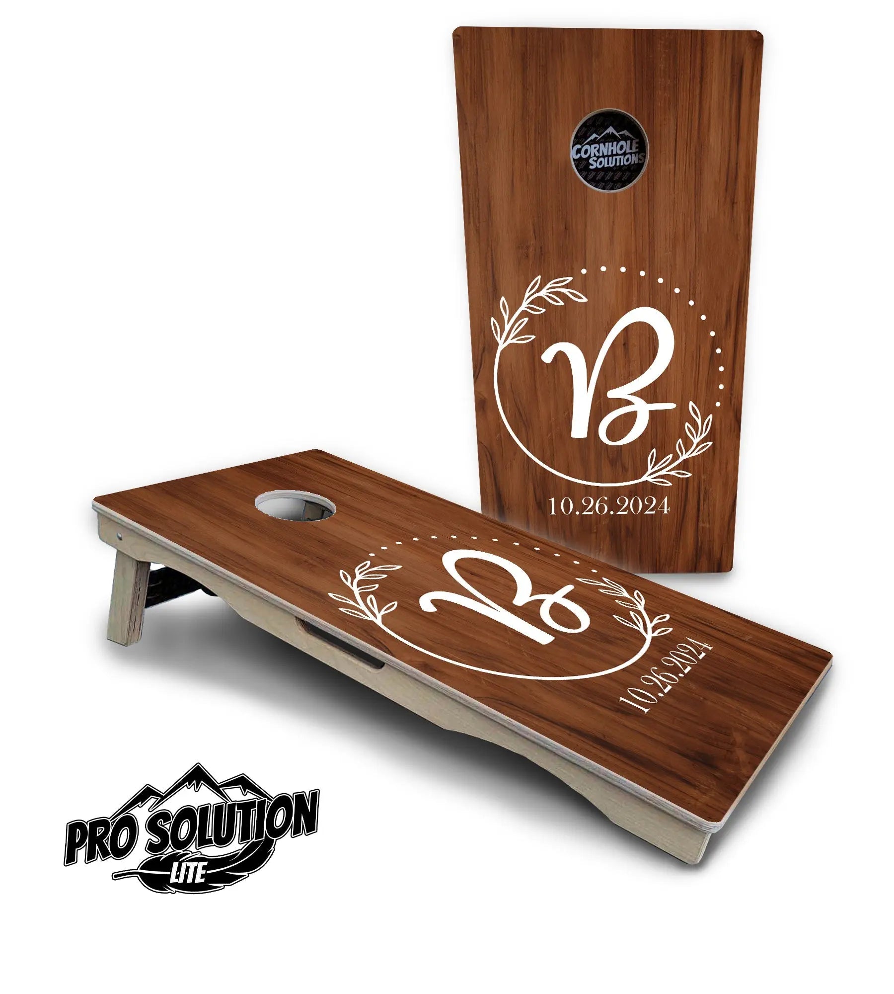 Laurel Wreath Cornhole Boards - c Birch - Pro Solution Lite Series by Cornhole Solutions, custom cornhole board detail photo 2