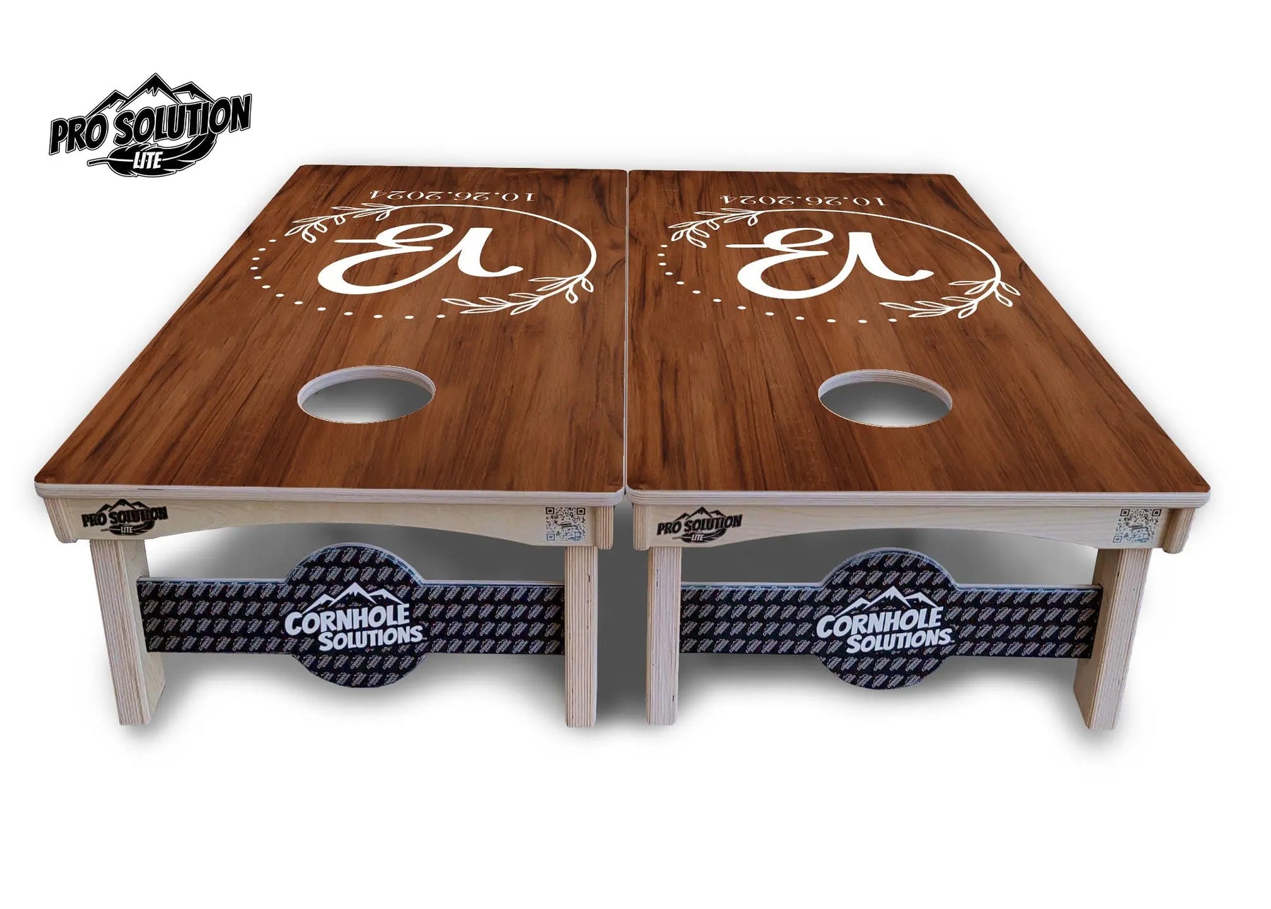 Laurel Wreath Cornhole Boards - c Birch - Pro Solution Lite Series by Cornhole Solutions, custom cornhole board detail photo 3