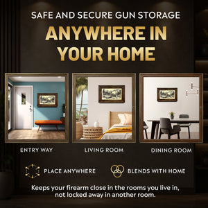 Leaping Deer Gun Concealment Furniture - Handcrafted Hidden Gun Storage Wall Decor - Hidden Safe Furniture with Magnetic Lock