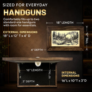 Leaping Deer Gun Concealment Furniture - Handcrafted Hidden Gun Storage Wall Decor - Hidden Safe Furniture with Magnetic Lock