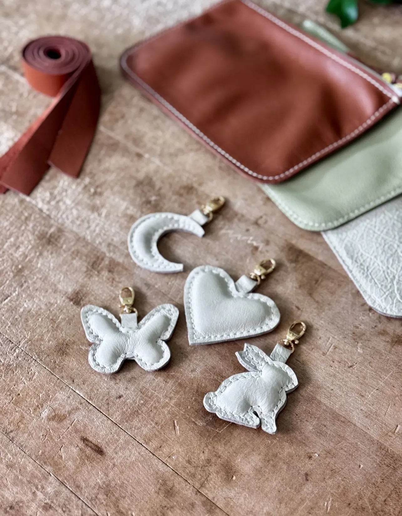 Leather Bunny Charm by Feelhandmade, handmade leather goods detail photo 6