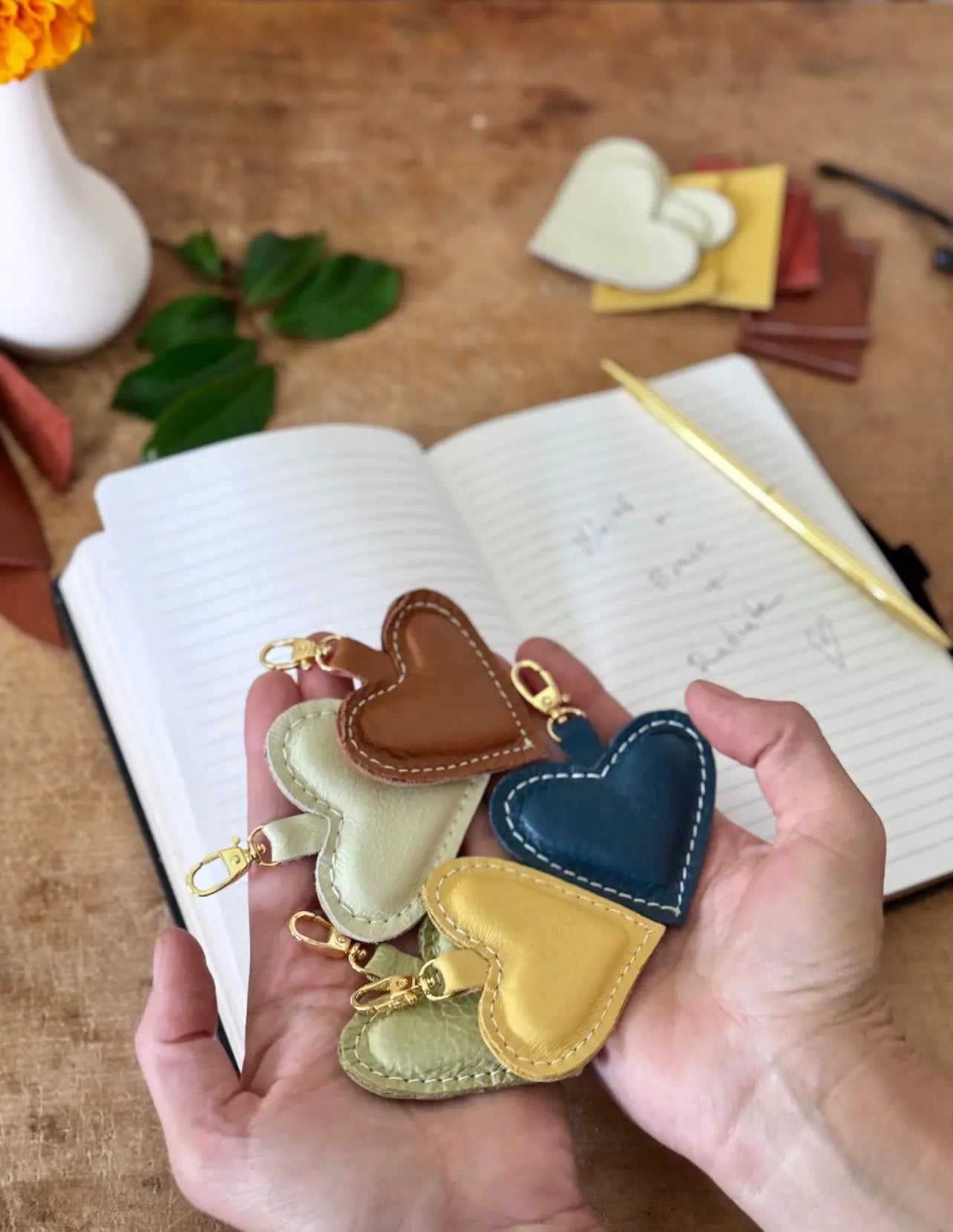 Leather Heart Charm by Feelhandmade, handmade leather goods main product photo
