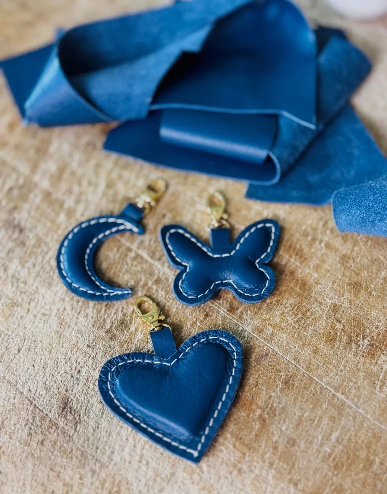 Leather Moon Charm by Feelhandmade, handmade leather goods detail photo 2