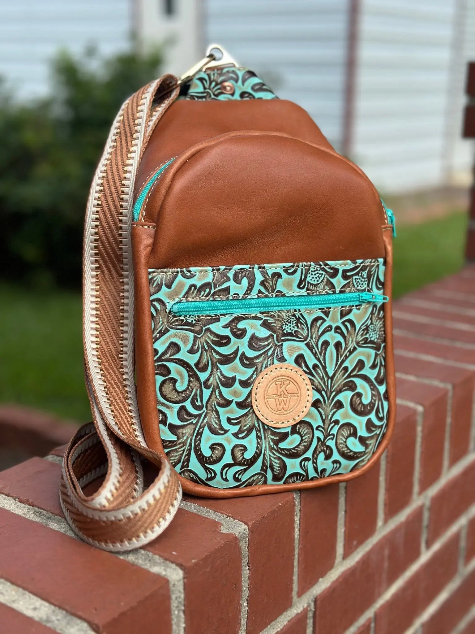 Leather Sling Bag by Kw Leatherworks, handmade leather goods main product photo
