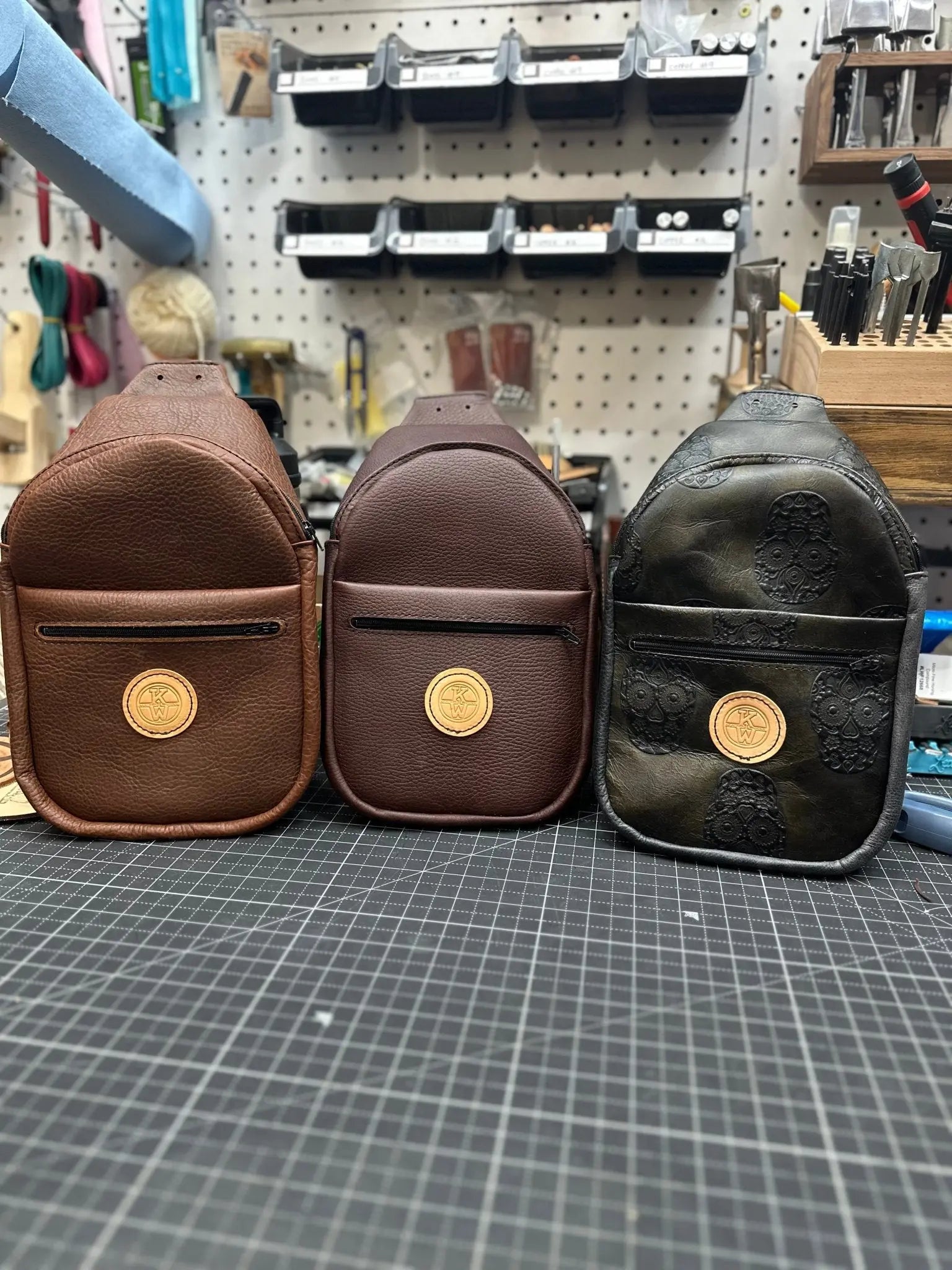 Leather Sling Bag by Kw Leatherworks, handmade leather goods detail photo 3