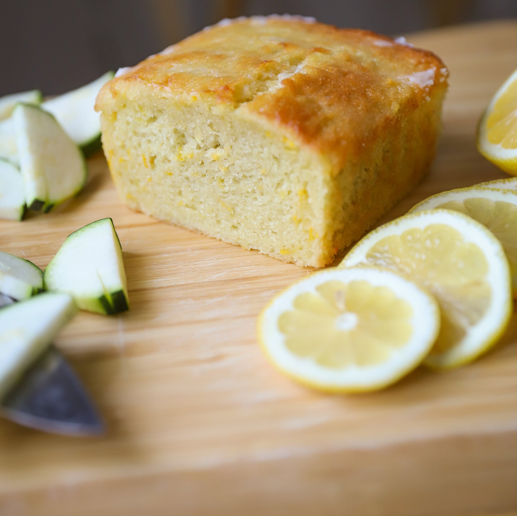 Lemon Glazed Zucchini Bread detail view by Two and a Half Irishmen - Traditional Irish Baking