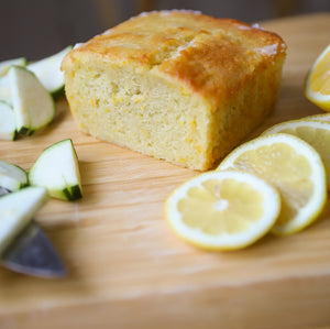 Lemon Glazed Zucchini Bread - Vegan detail view by Two and a Half Irishmen - Traditional Irish Baking