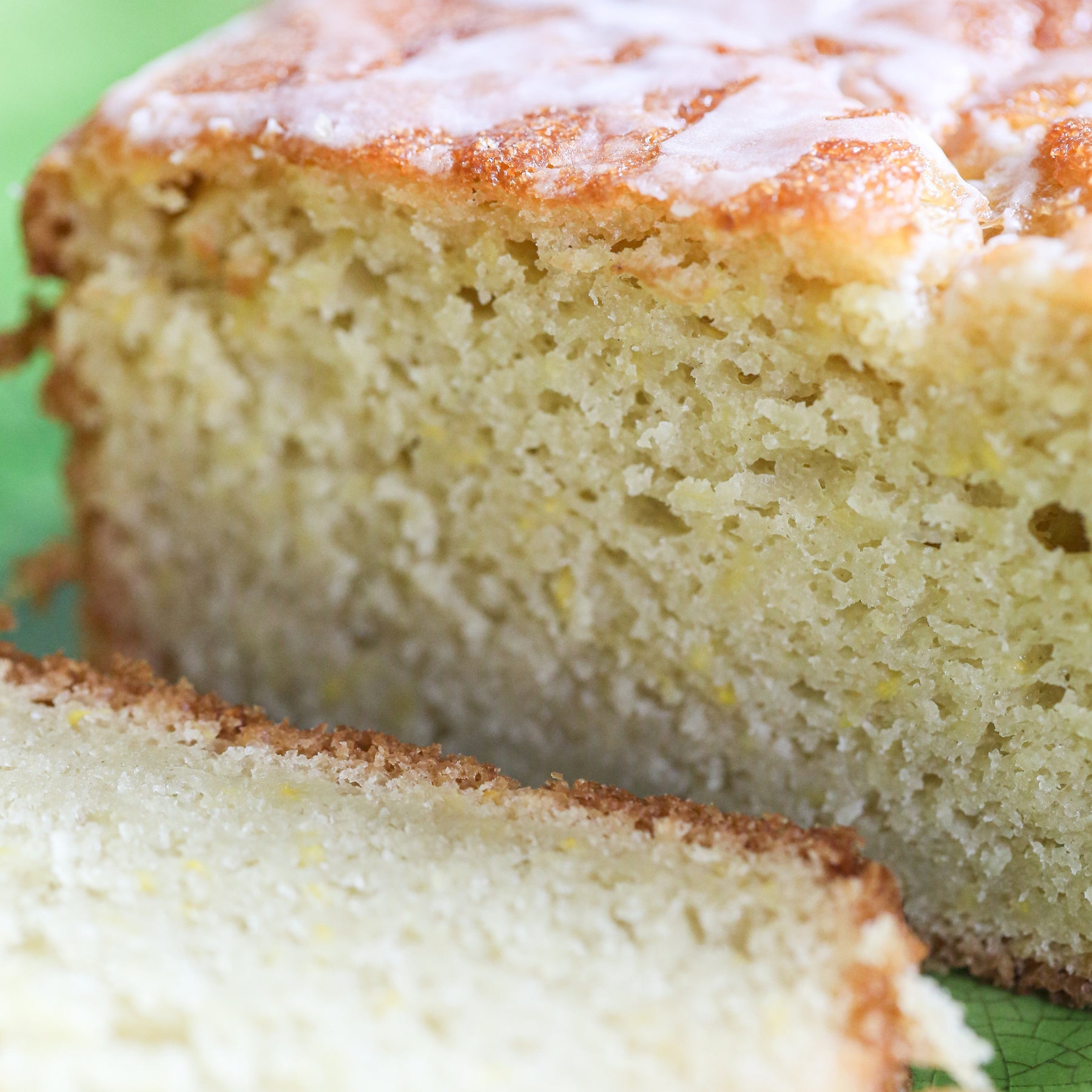 Lemon Glazed Zucchini Bread - Vegan detail view by Two and a Half Irishmen - Traditional Irish Baking