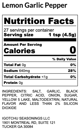 Igotchu Lemon Garlic Pepper seasoning detail view by Igotchu Seasonings