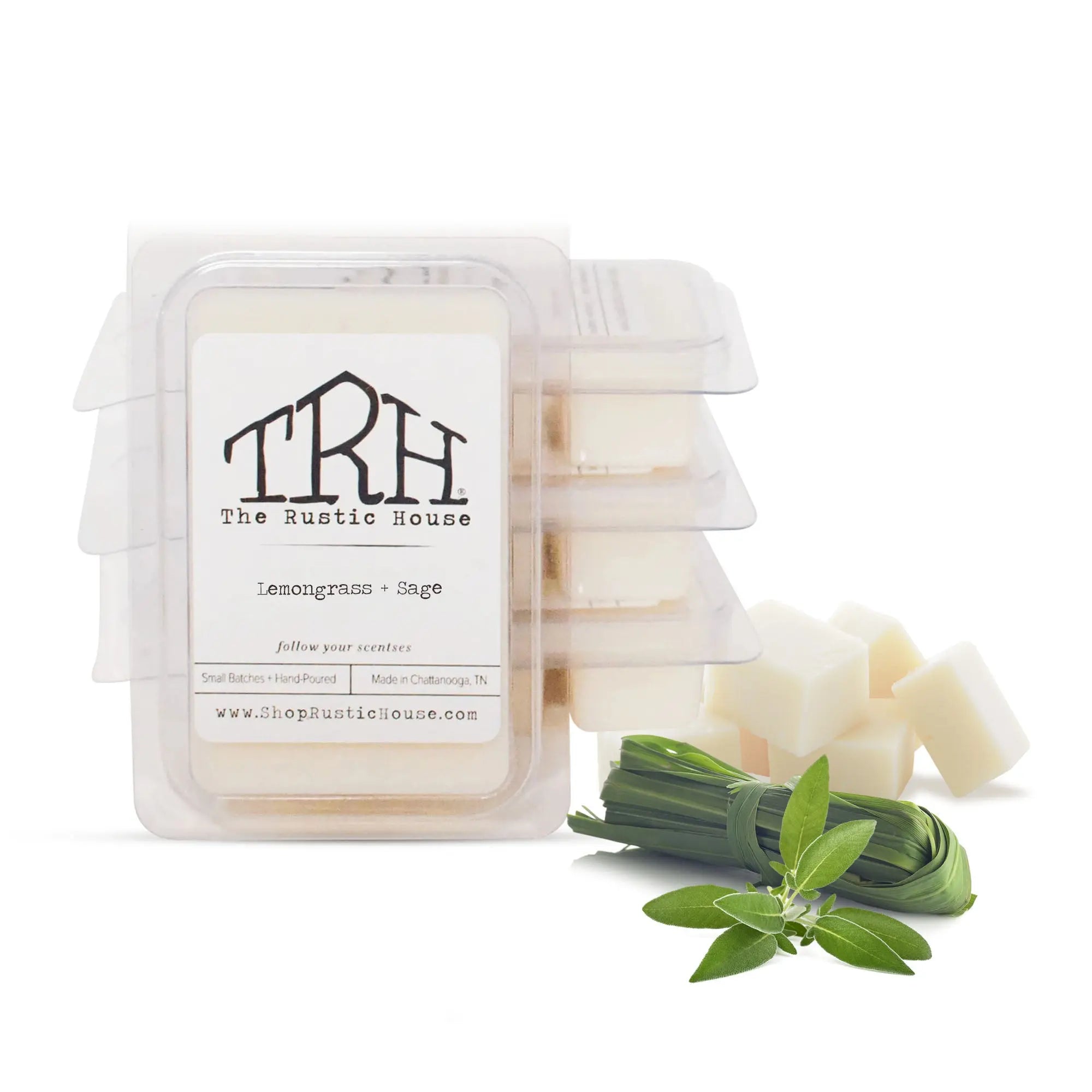 Lemongrass + Sage Wax Melt by The Rustic House, scented candle main product photo