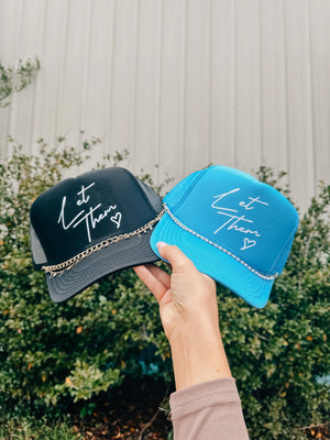 Let Them Black Trucker Hat by Southern Bliss Company, Southern lifestyle apparel detail photo 3
