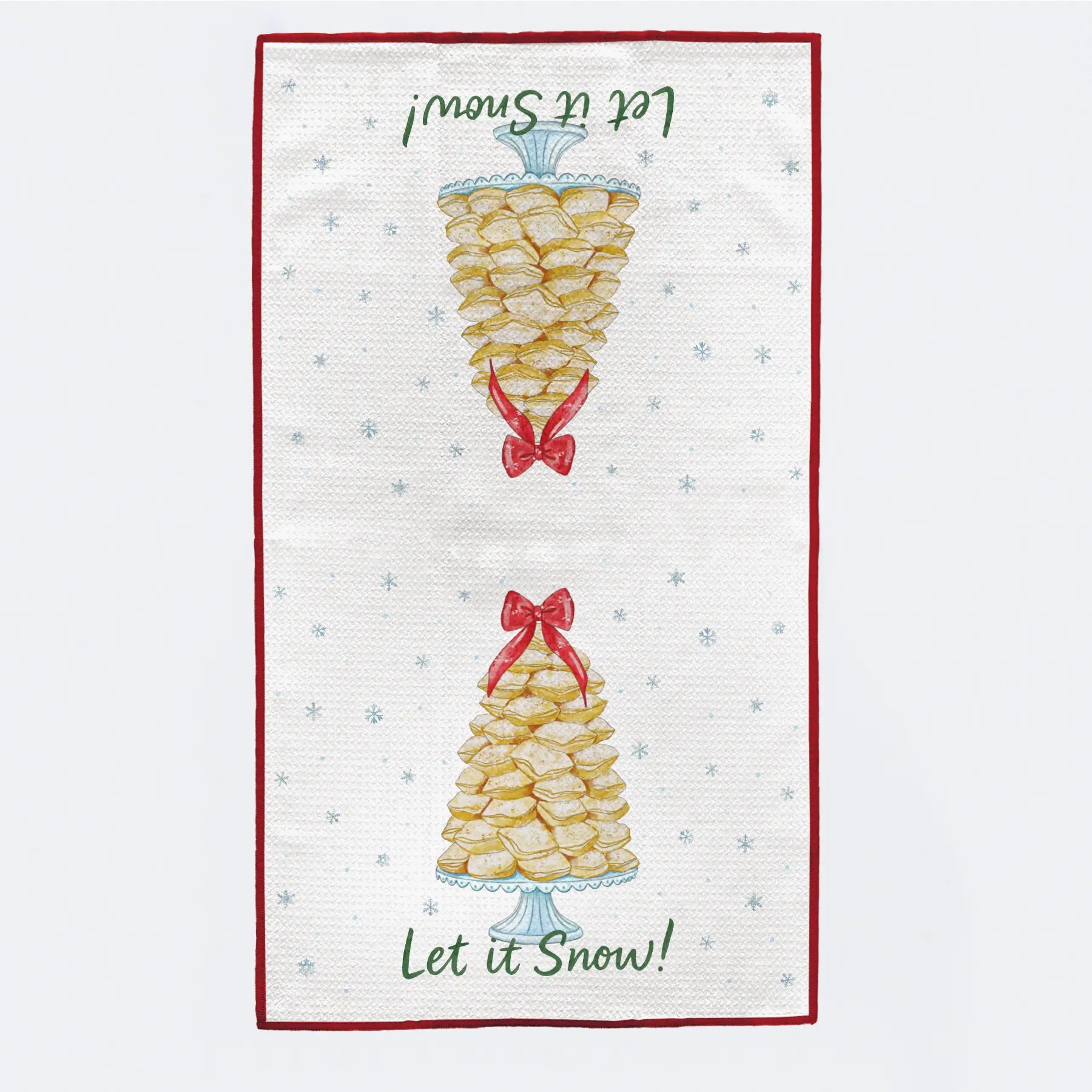Let it Snow! Beignet Tree Kitchen Towel by Nola Tawk, tea towel main product photo