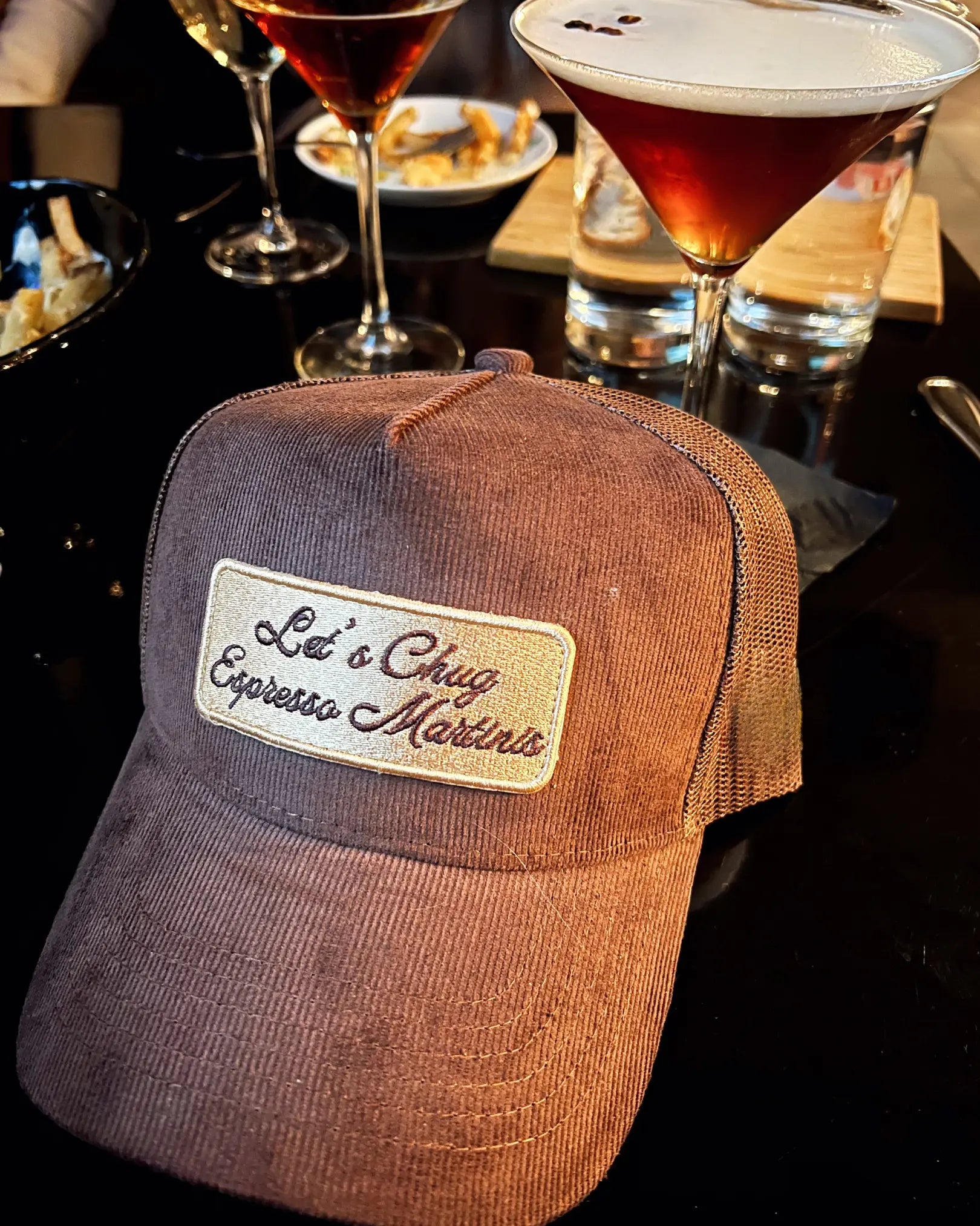 Let's Chug Espresso Martinis - Trucker Hat by KenzKustomz, Southern lifestyle apparel detail photo 3