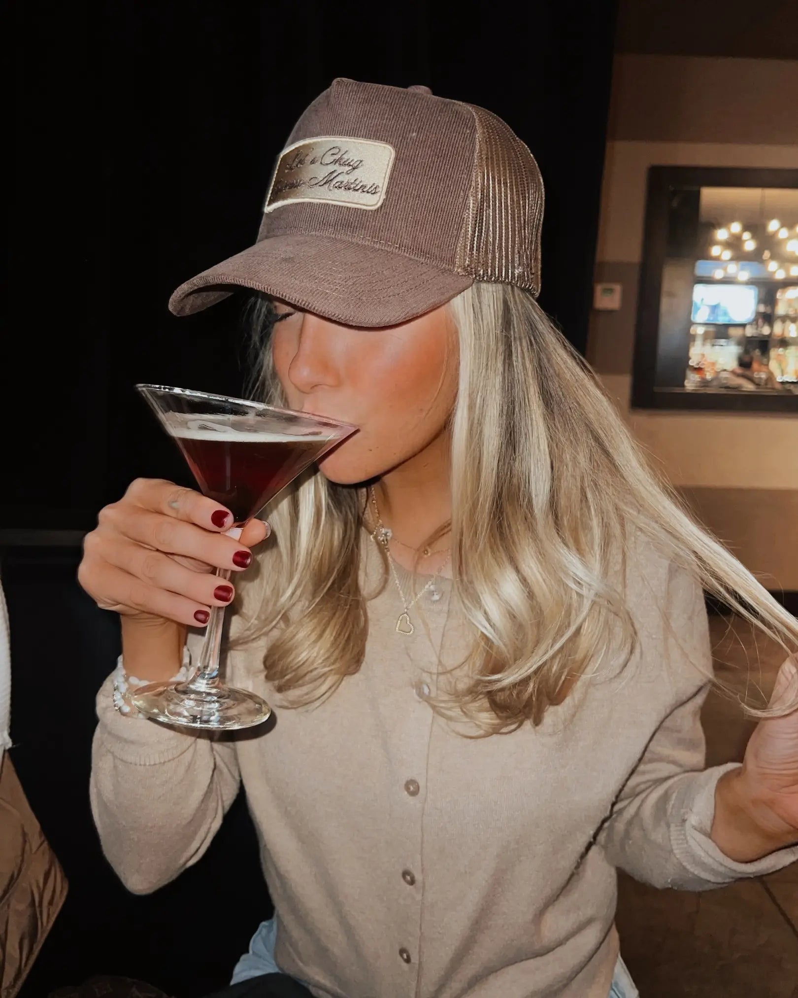 Let's Chug Espresso Martinis - Trucker Hat by KenzKustomz, Southern lifestyle apparel detail photo 5