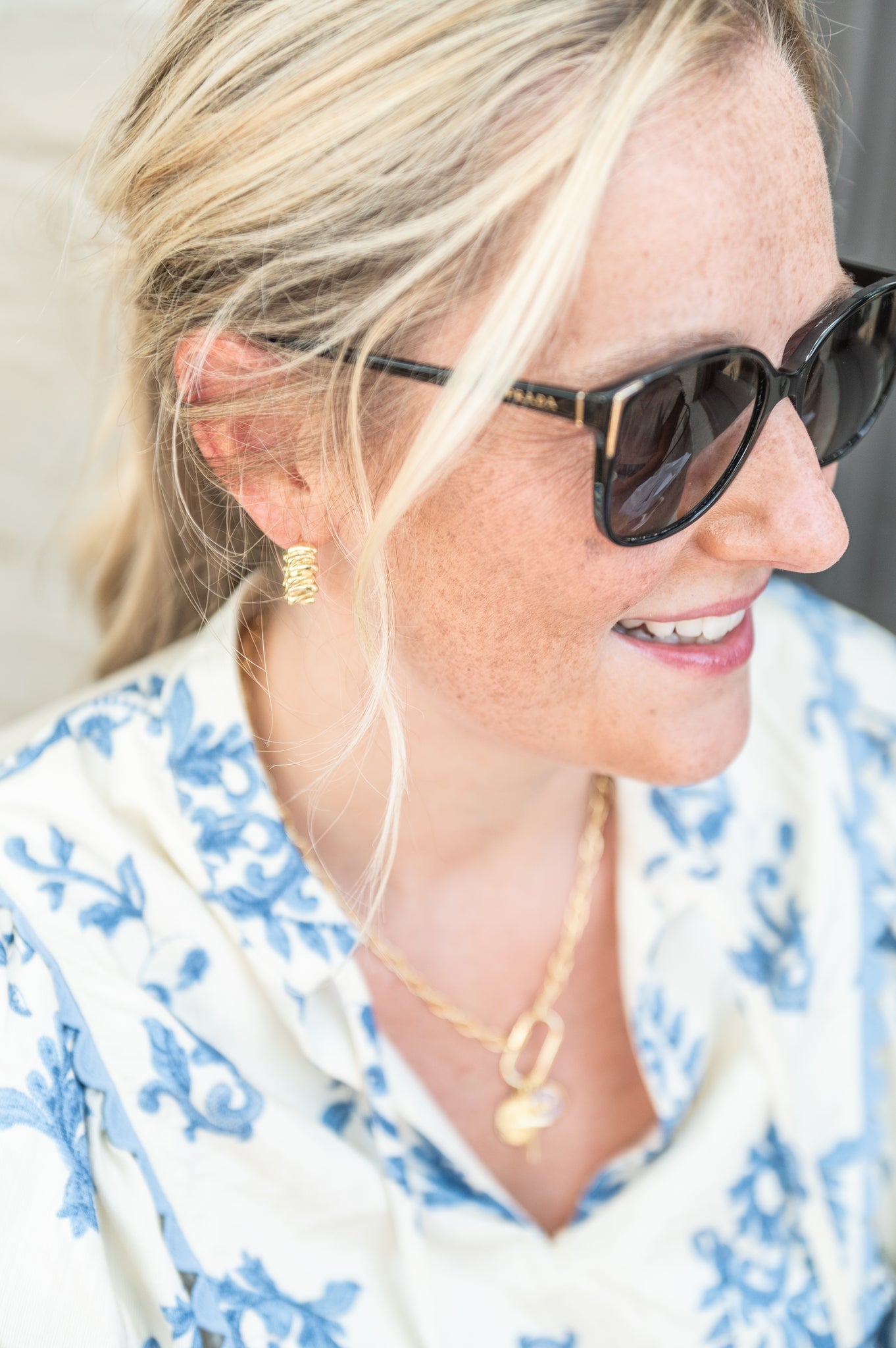 The Rylee Folded Small Gold Plated Hoop Earrings detail view by London Crafted