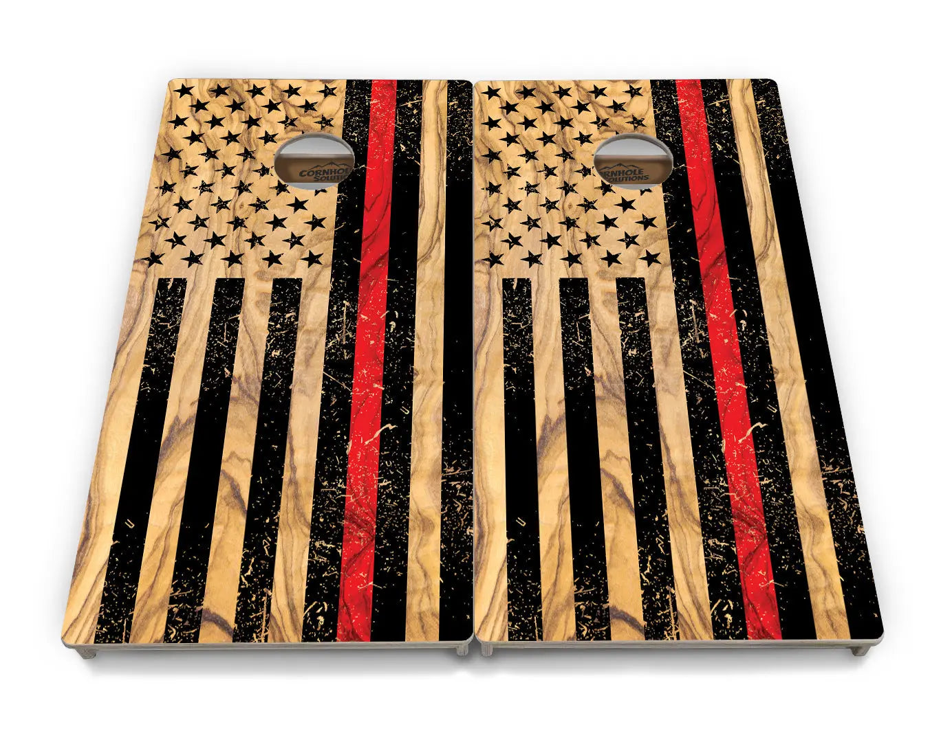 Light Wood Blue/Red Line Flag Cornhole Boards - Professional Tournament Series by Cornhole Solutions, custom cornhole board detail photo 4