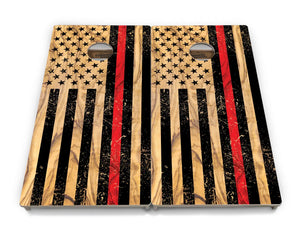 Light Wood Blue/Red Line Flag Cornhole Boards - Professional Tournament Series by Cornhole Solutions, custom cornhole board detail photo 4