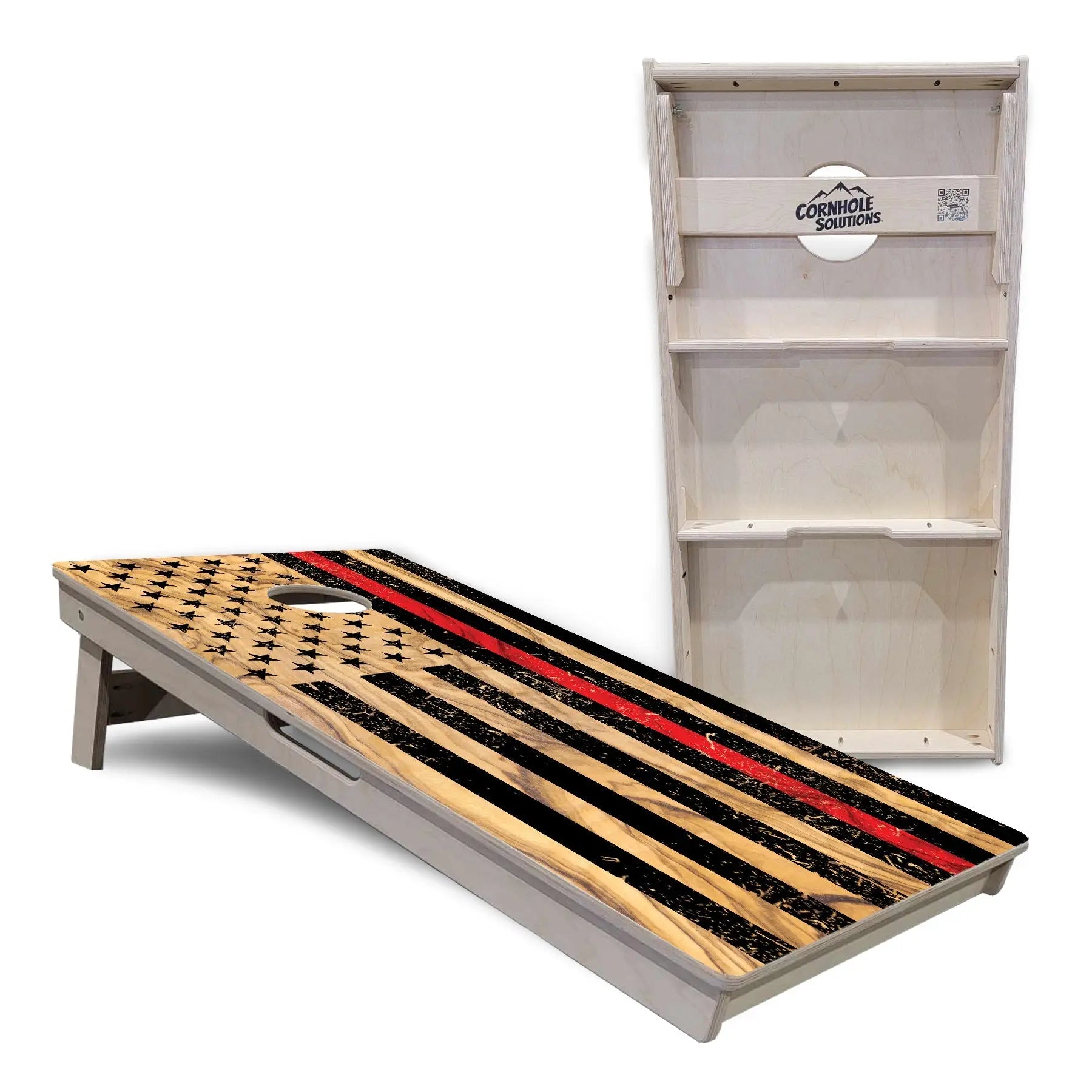 Light Wood Blue/Red Line Flag Cornhole Boards - Professional Tournament Series by Cornhole Solutions, custom cornhole board detail photo 8