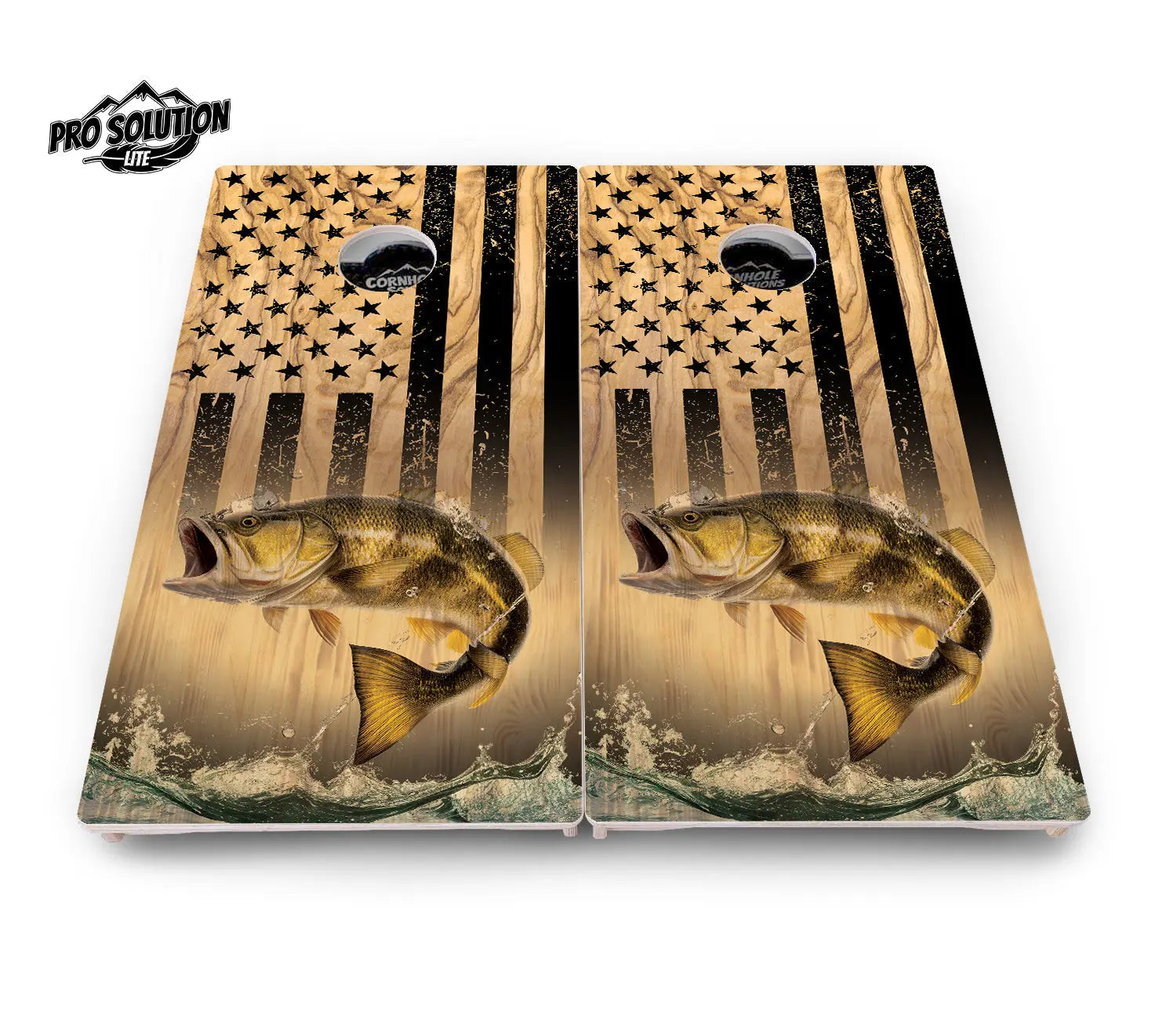 Light Wood Deer & Fish Flag Cornhole Boards - Pro Solution Lite Series by Cornhole Solutions, custom cornhole board detail photo 4